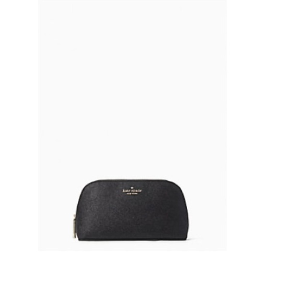 Kate Spade Black Shimmer Small Cosmetic Case Black.   
New in package